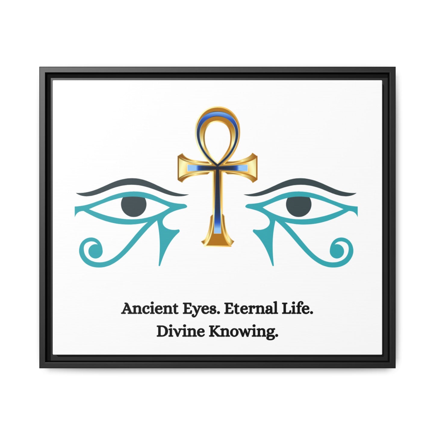 Eternal Sight Wall Art – Eye of Horus, Eye of Ra & Ankh Sacred Geometry Canvas (Framed) 24x20- Horizontal
