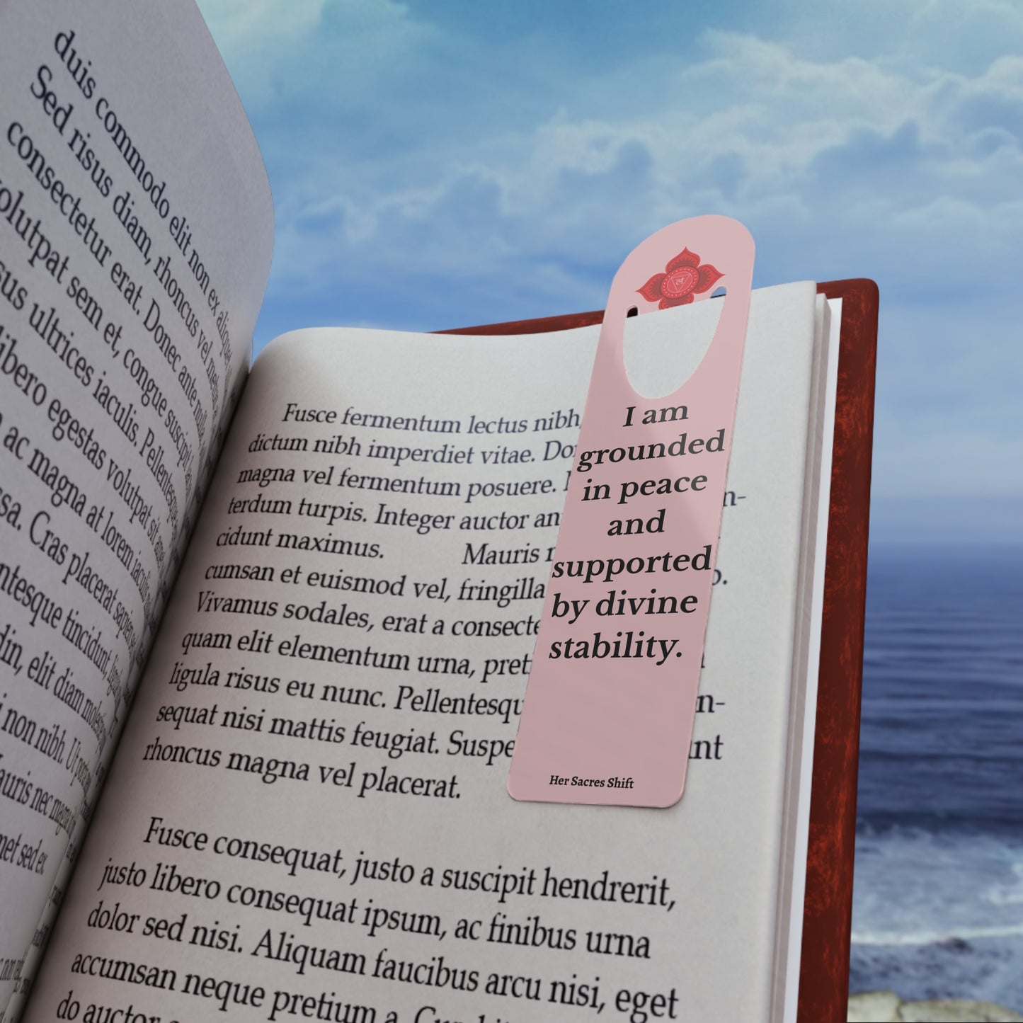Root Chakra Stainless Steel Bookmark – “I Am Grounded in Peace”