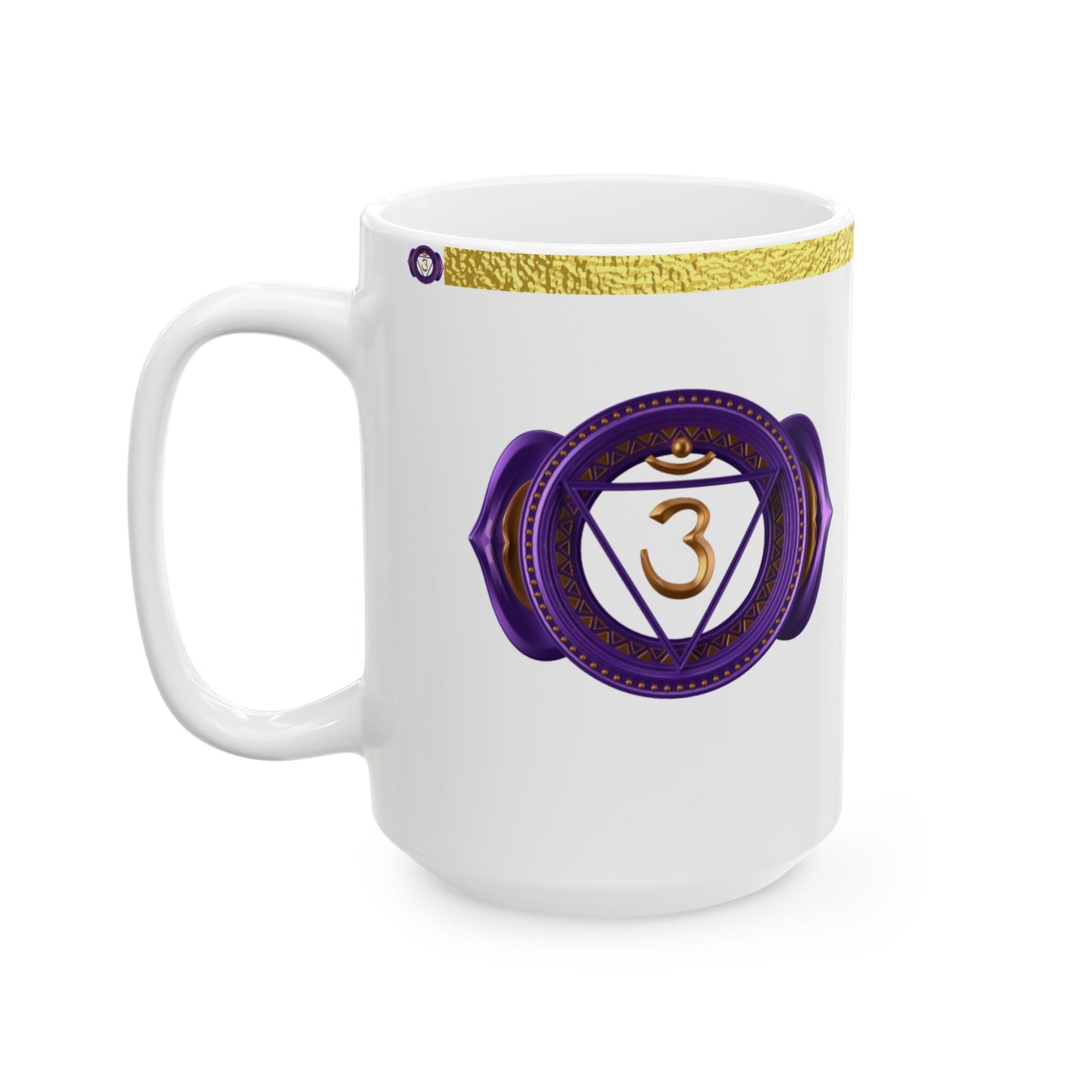 Third Eye Chakra Mug – Guided by Wisdom & Vision (Golden Collection, 15oz)