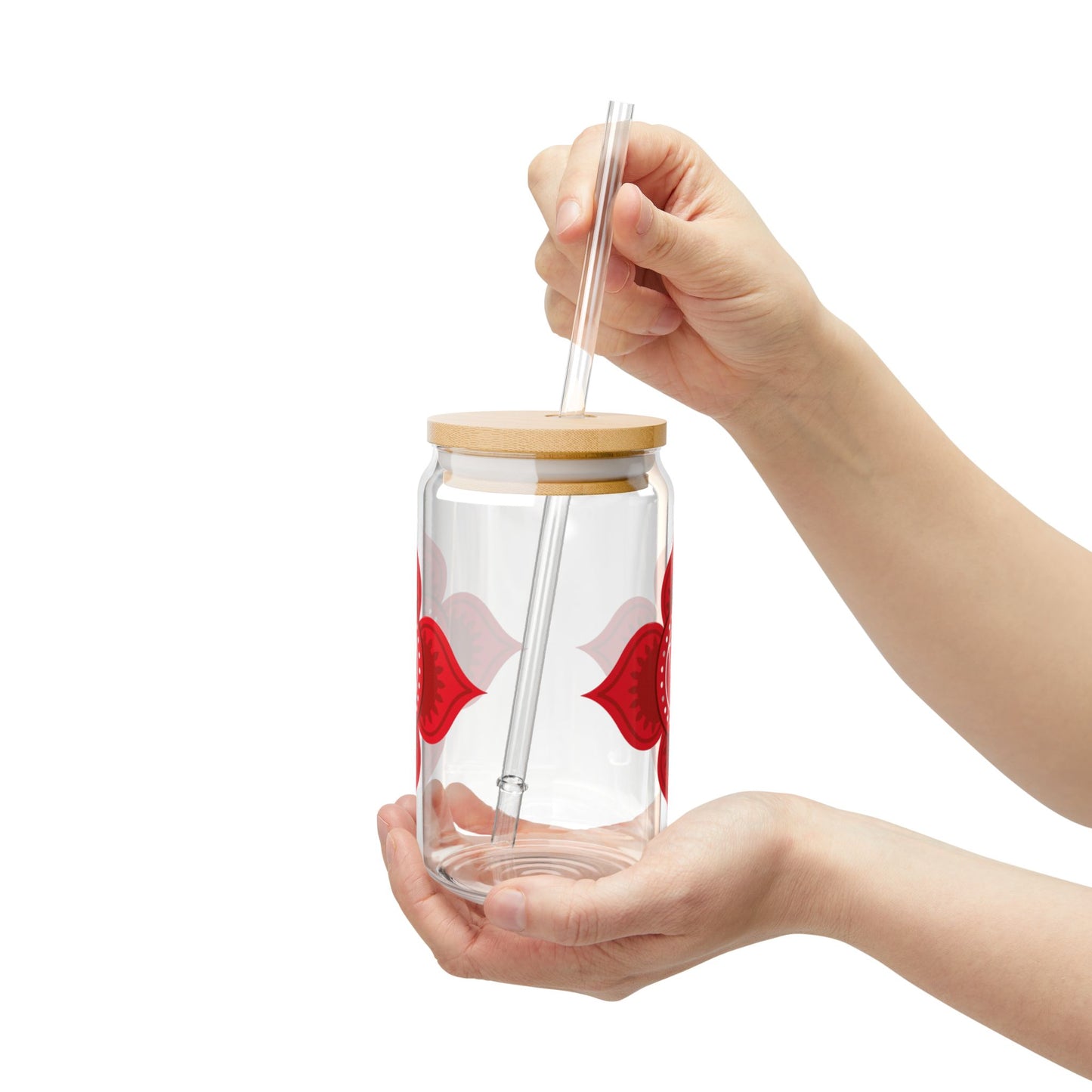 Root Chakra Sipper Glass – 16oz Bamboo Lid & Straw
