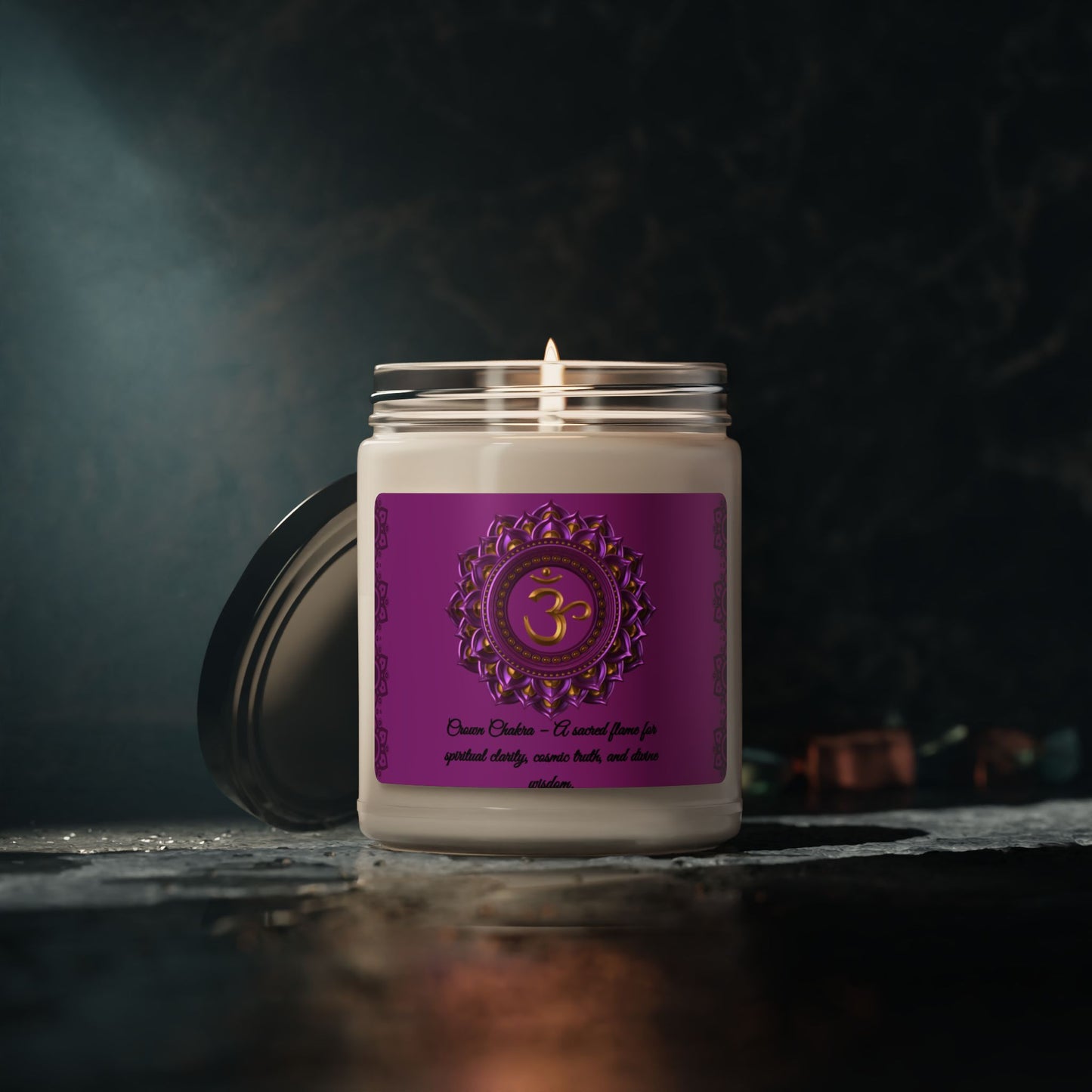 Crown Chakra Candle – White Sage + Lavender Scented Soy Candle, 9oz