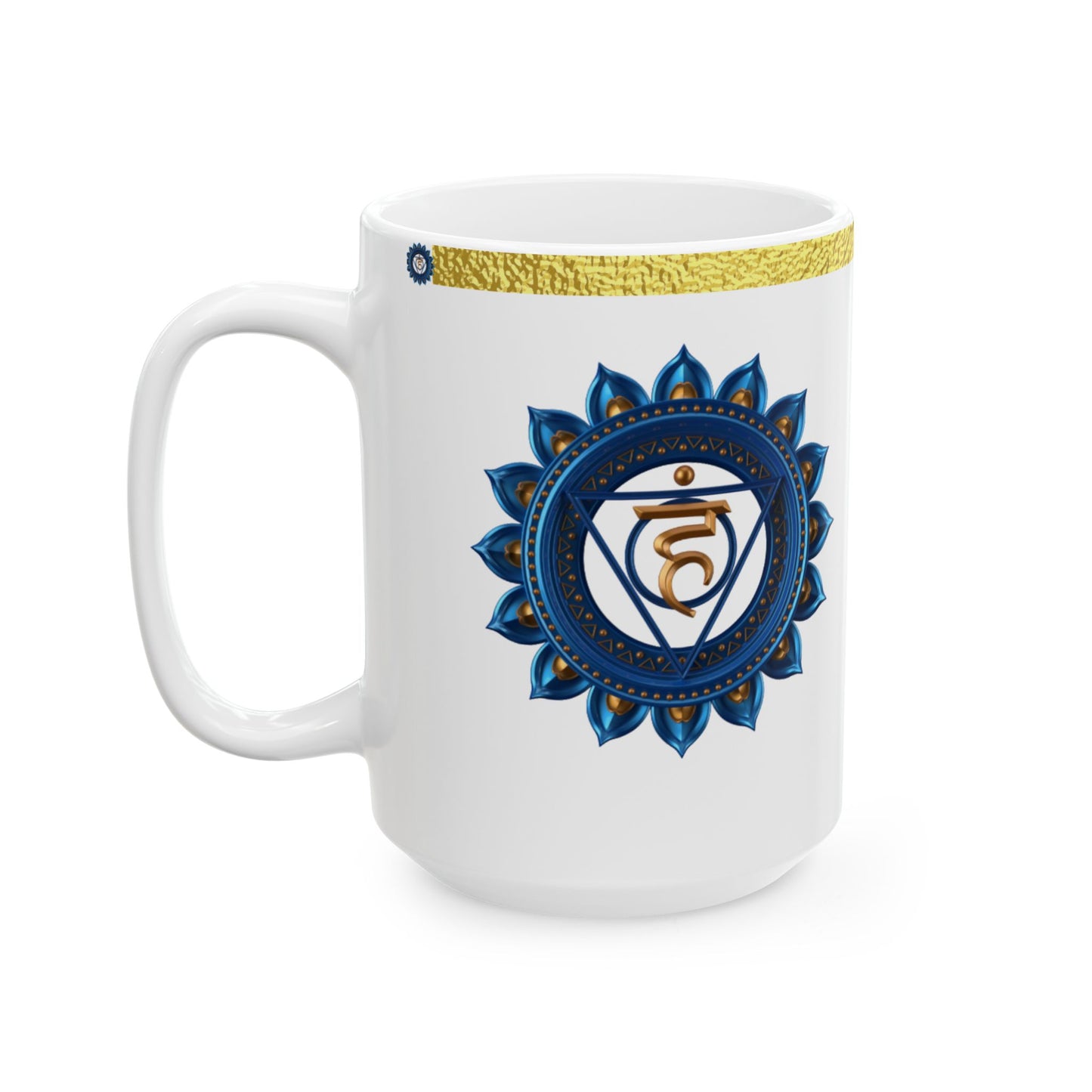 Throat Chakra Mug – Speaking with Clarity & Truth (Golden Collection, 15oz)