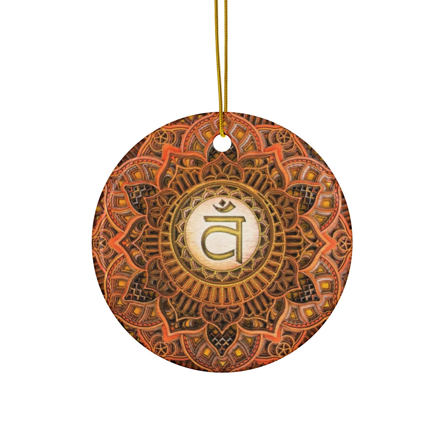 Sacral Chakra Mandala Design Ceramic Ornament