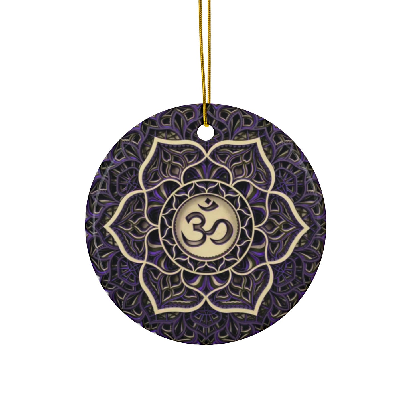Crown Chakra Mandala Design Ceramic Ornament- Handmade