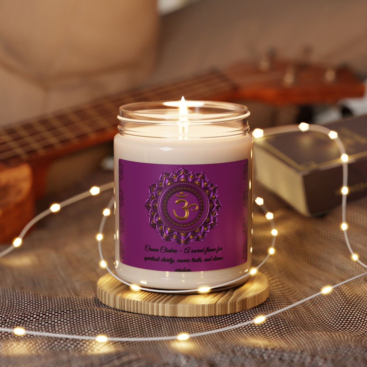 Crown Chakra Candle – White Sage + Lavender Scented Soy Candle, 9oz