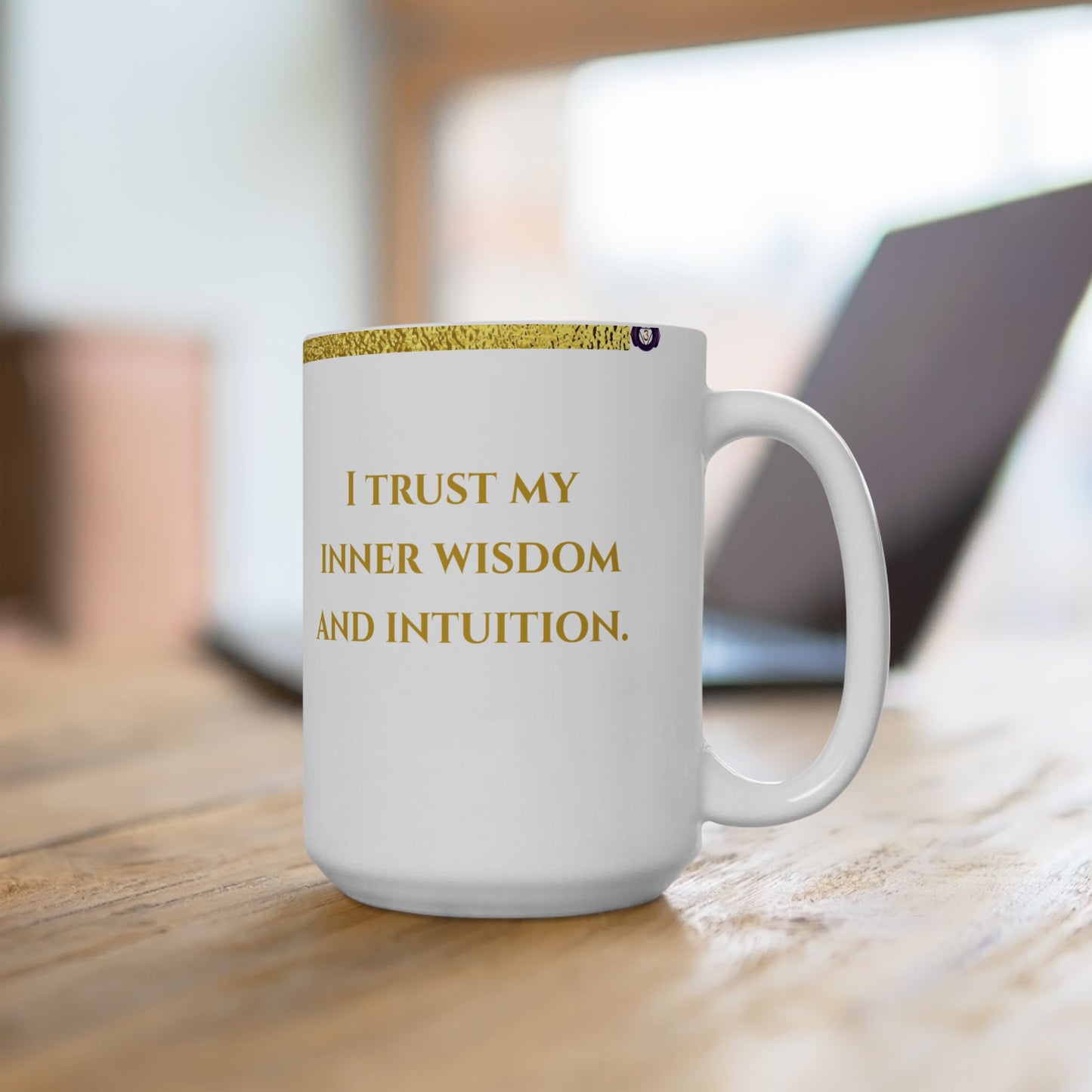 Third Eye Chakra Mug – Guided by Wisdom & Vision (Golden Collection, 15oz)