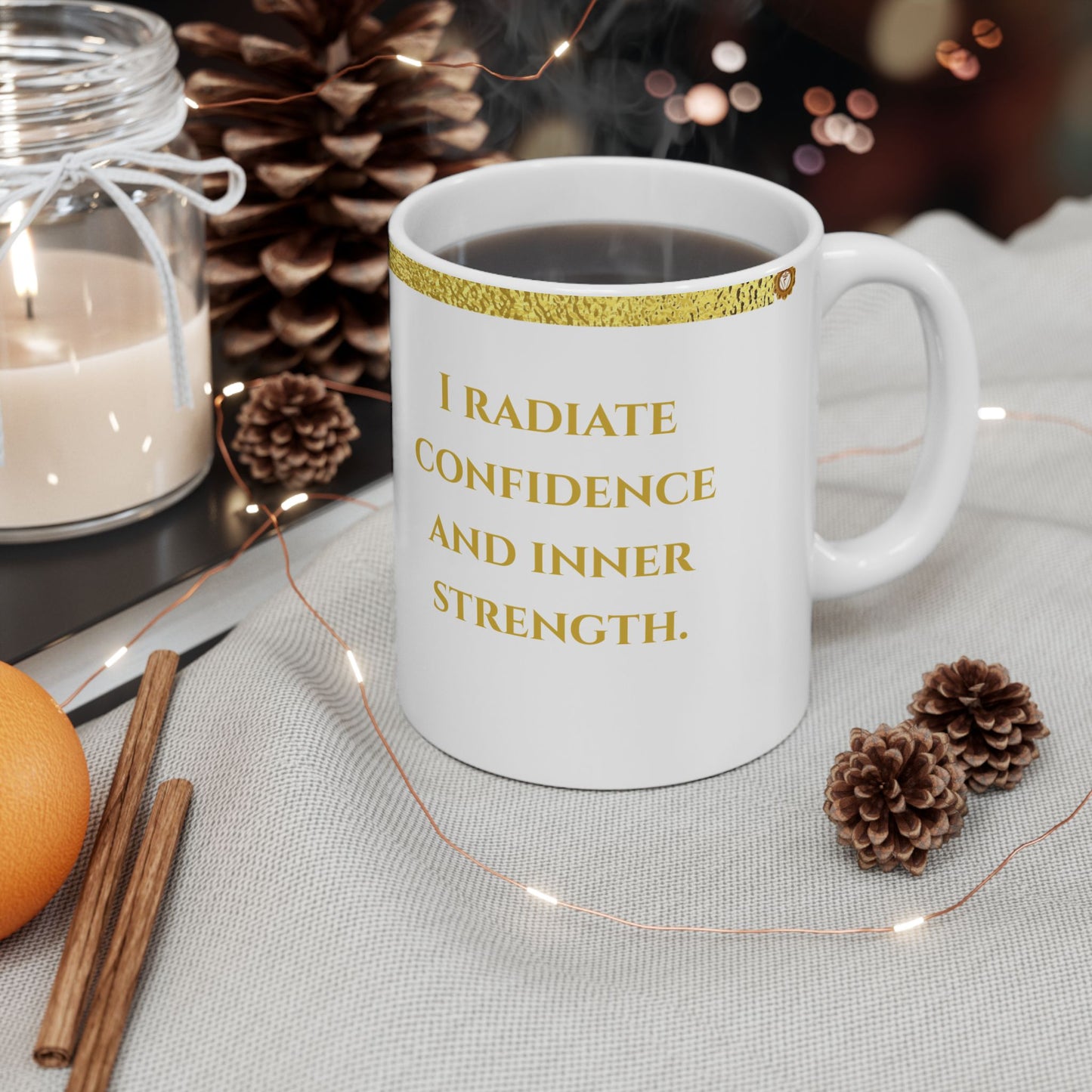 Solar Plexus Chakra Mug – Empowered in Confidence & Light (Golden Collection, 11oz)
