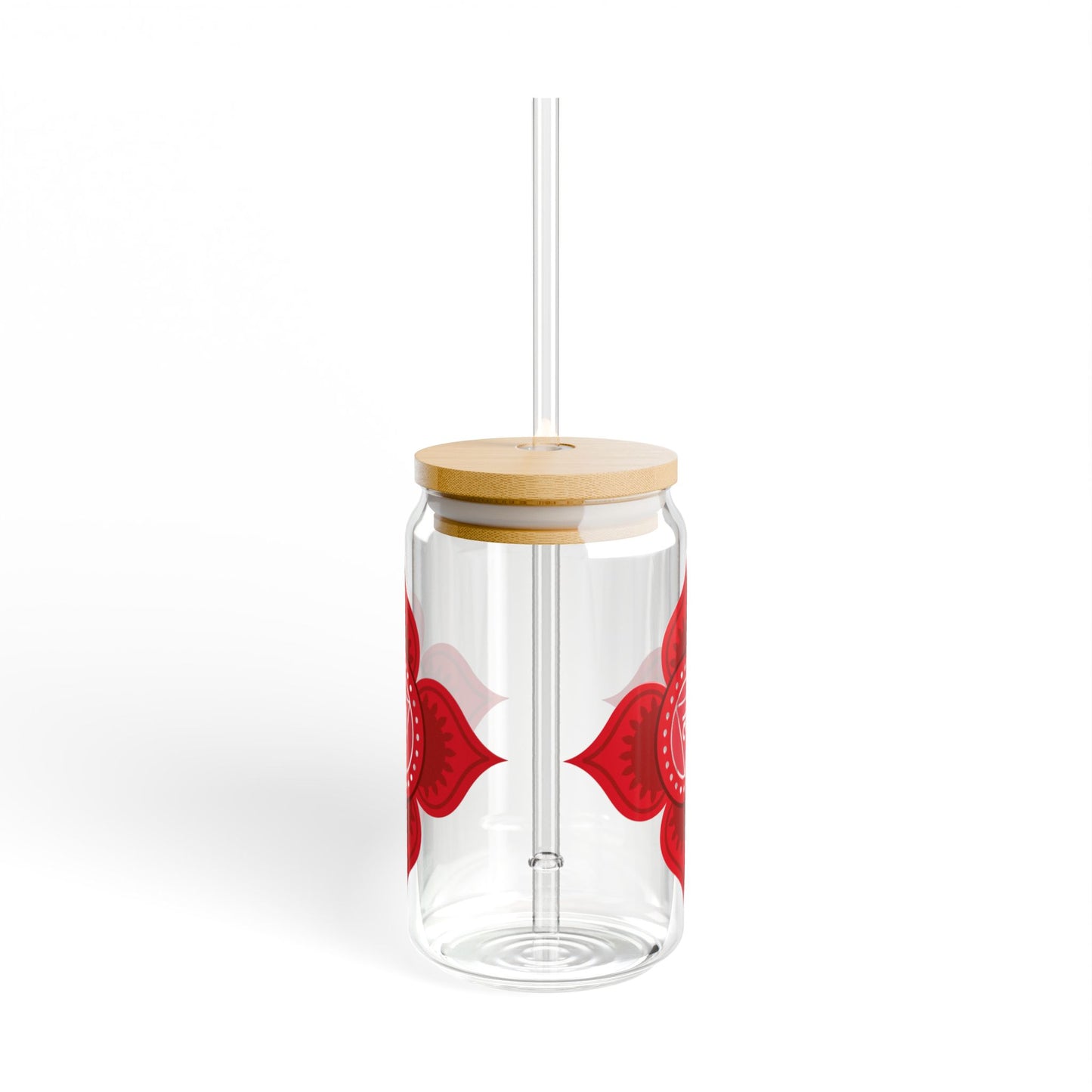 Root Chakra Sipper Glass – 16oz Bamboo Lid & Straw