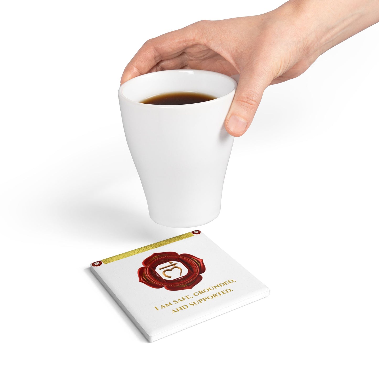 Root Chakra Coaster – Grounded in Safety & Strength | Golden Chakra Collection