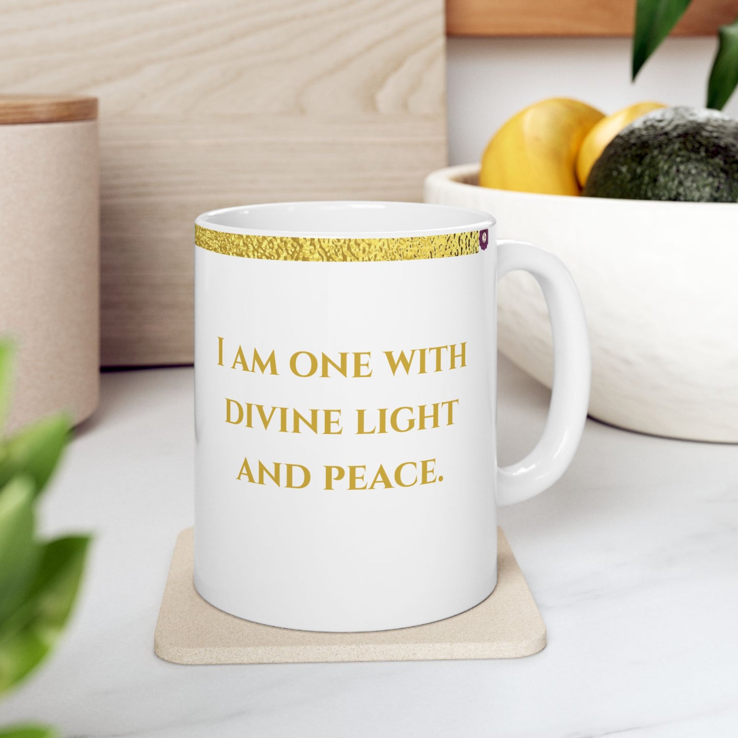 Crown Chakra Mug – Connected in Peace & Divinity (Golden Collection, 11oz)