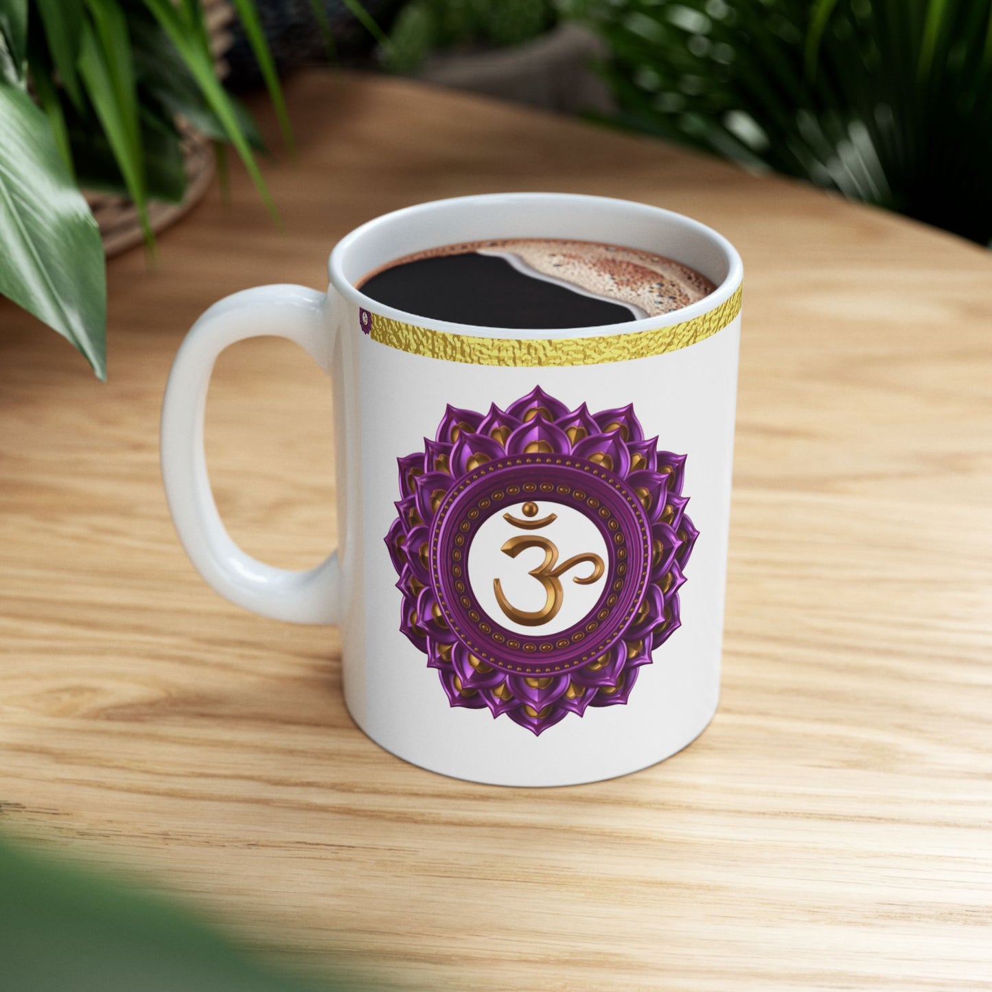 Crown Chakra Mug – Connected in Peace & Divinity (Golden Collection, 11oz)