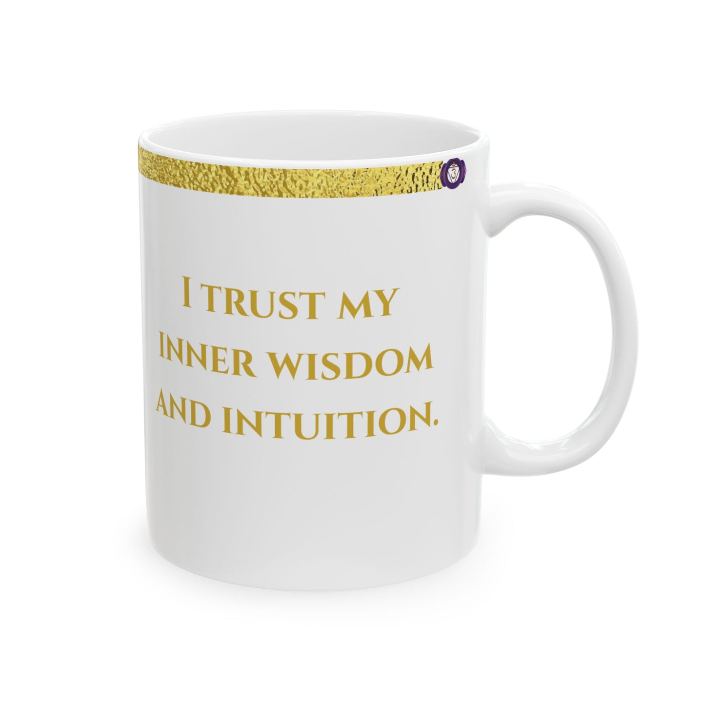 Third Eye Chakra Mug – Guided by Wisdom & Vision (Golden Collection, 11oz)