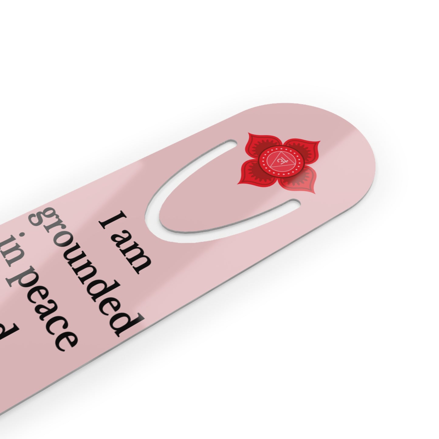 Root Chakra Stainless Steel Bookmark – “I Am Grounded in Peace”
