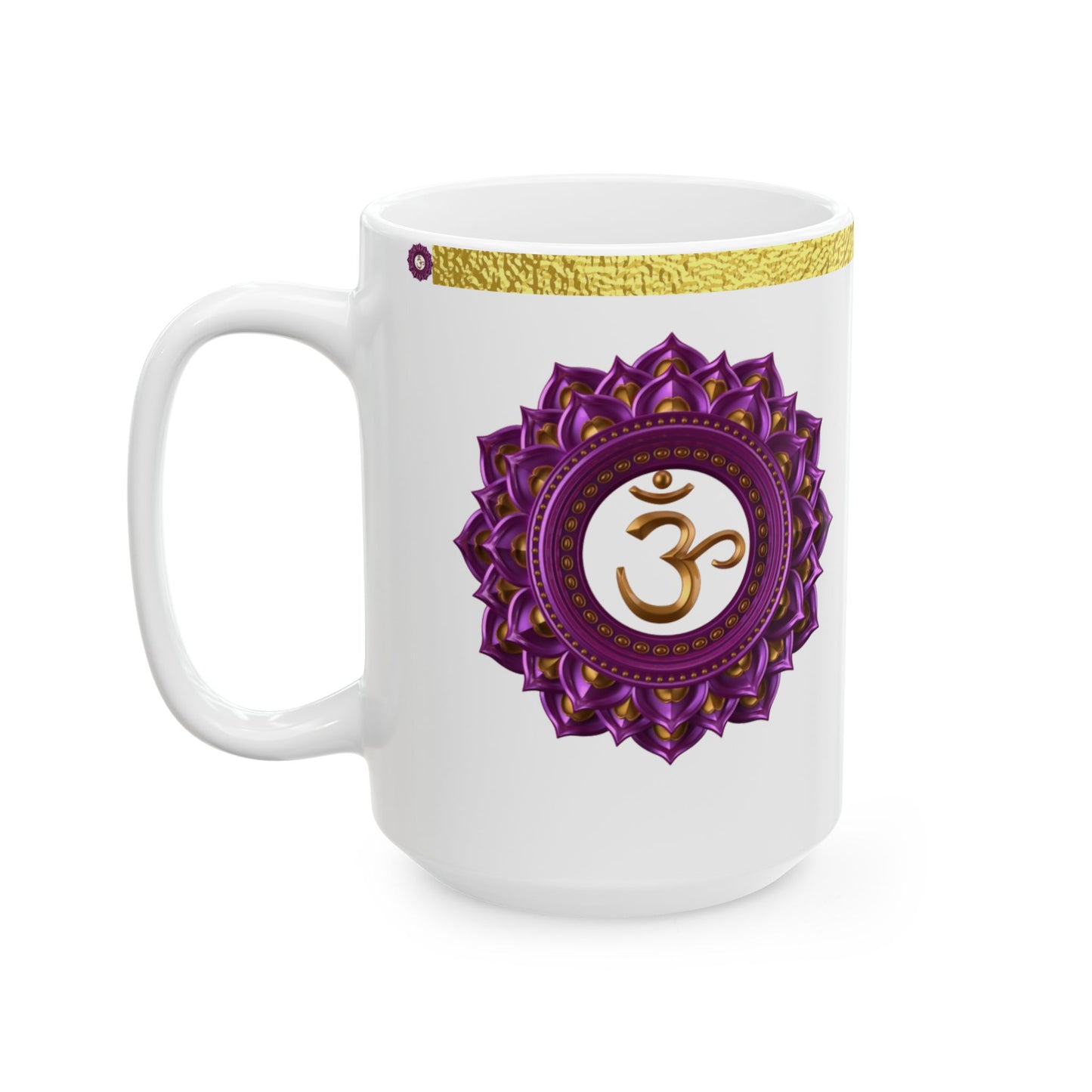 Crown Chakra Mug – Connected in Peace & Divinity (Golden Collection, 15oz)