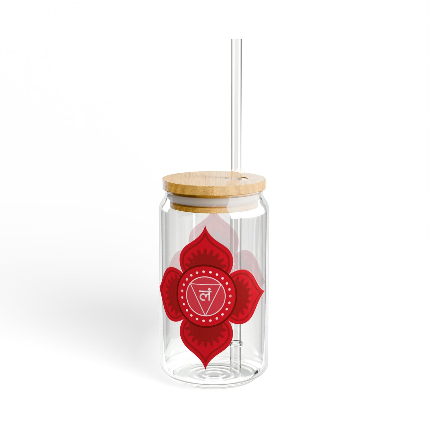 Root Chakra Sipper Glass – 16oz Bamboo Lid & Straw
