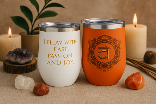 Sacral Chakra Wine Tumbler – Flow with Ease, Passion, and Joy - 12oz