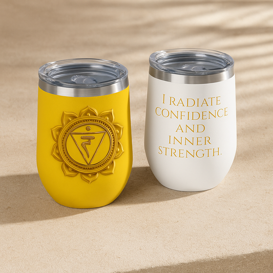 Solar Plexus Chakra Wine Tumblers – Confidence & Strength - 12oz
