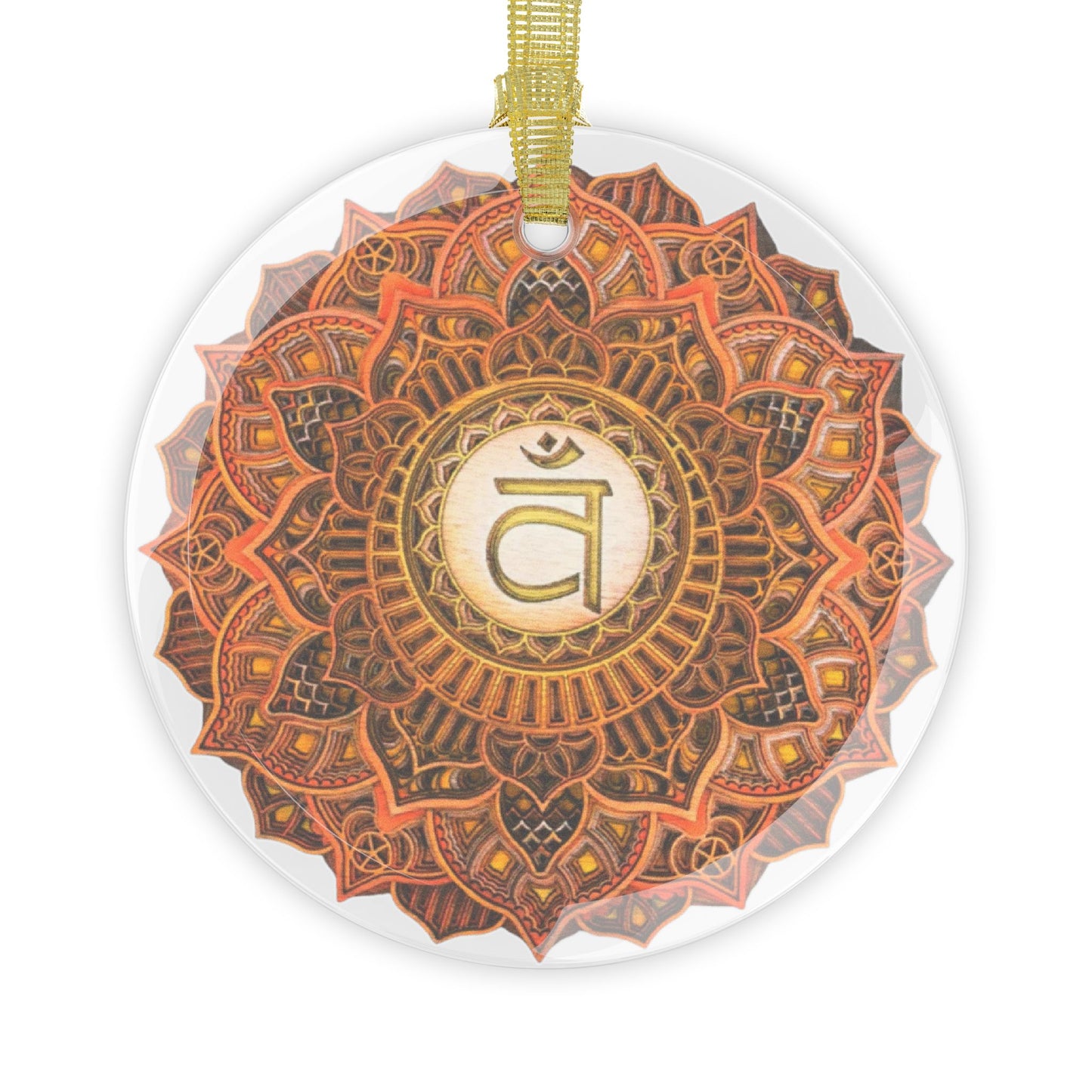 Sacral Chakra Mandala Design Glass Ornament