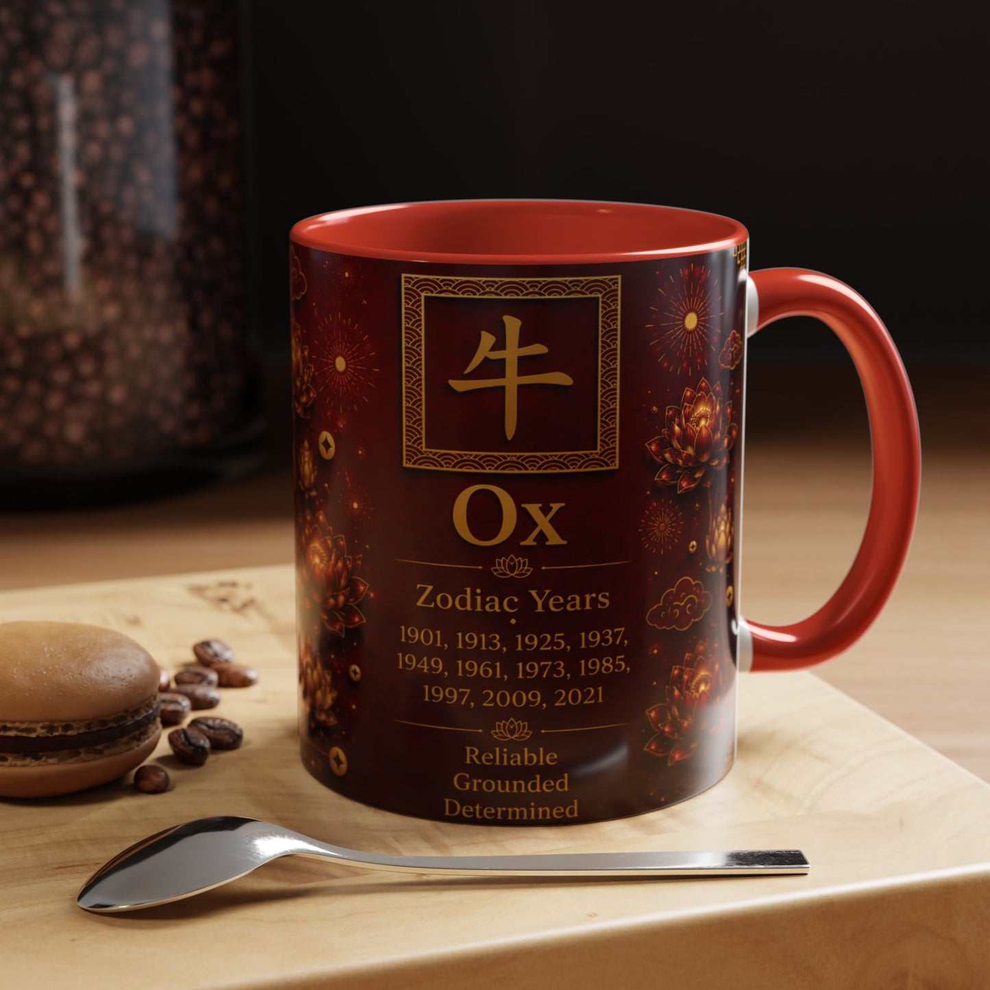 Ox Zodiac Coffee Mug — Chinese New Year Accent Mug (Ox Years, Reliable • Grounded)
