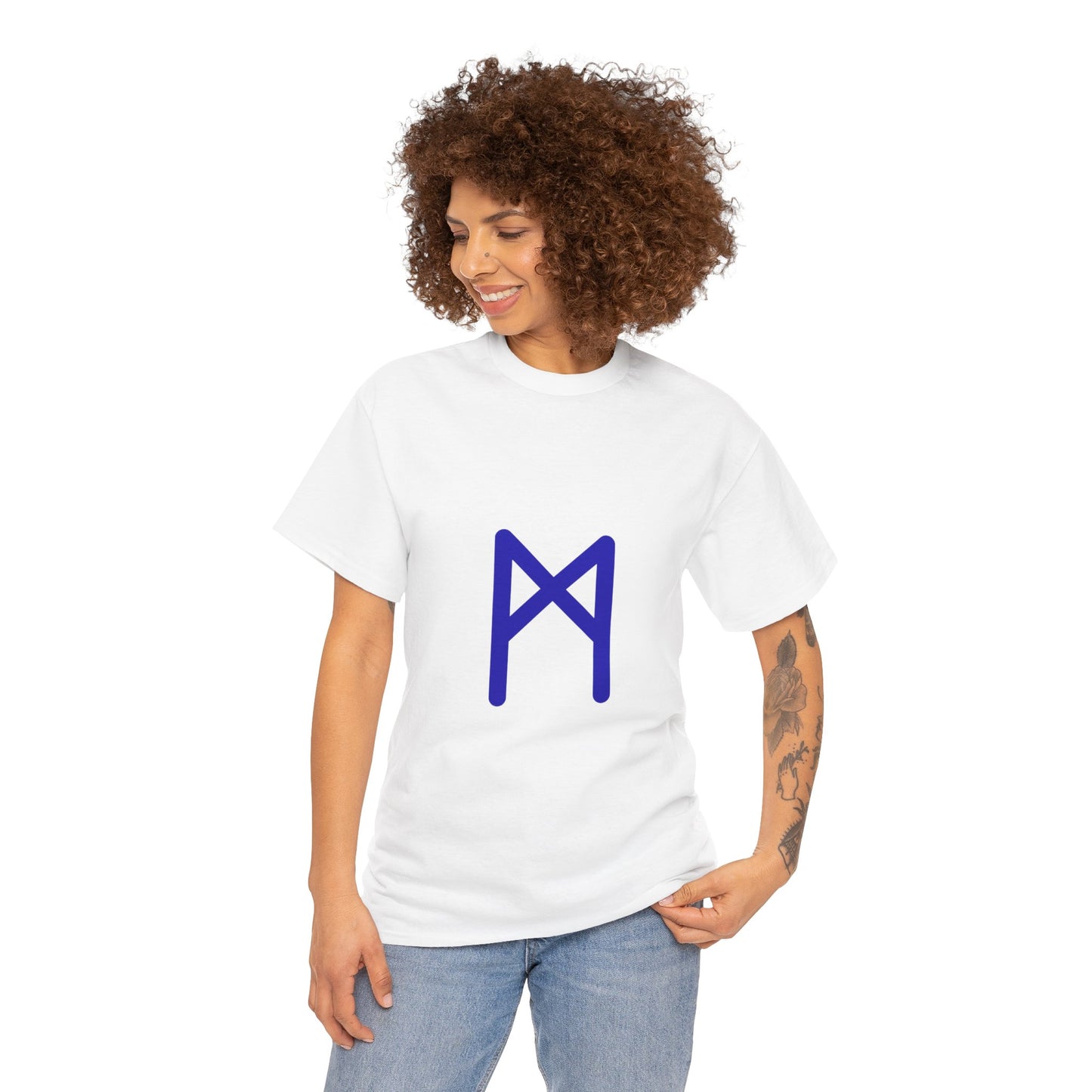 Mannaz Rune T-Shirt – I Rise in Divine Alignment