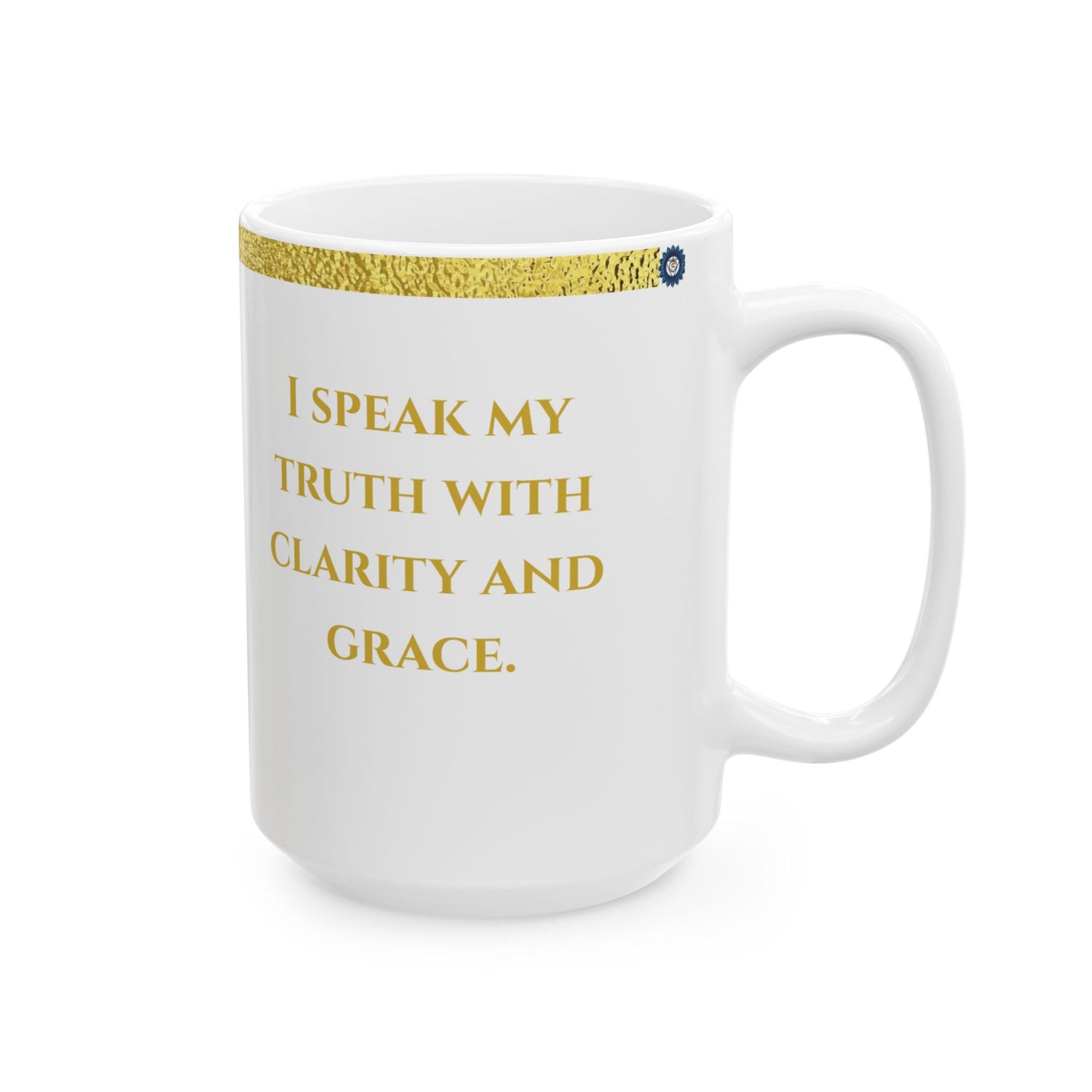 Throat Chakra Mug – Speaking with Clarity & Truth (Golden Collection, 15oz)