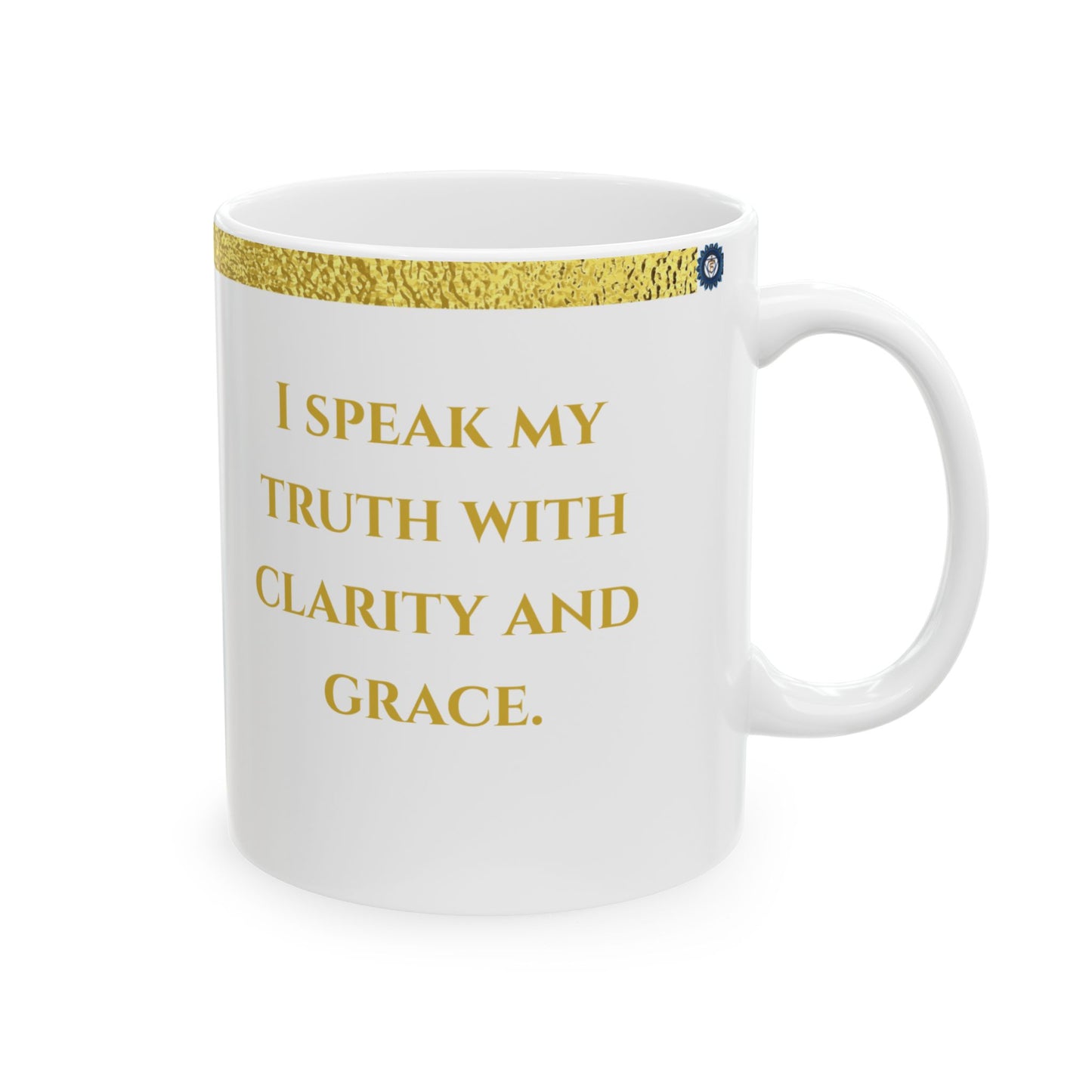 Throat Chakra Mug – Speaking with Clarity & Truth (Golden Collection, 11oz)