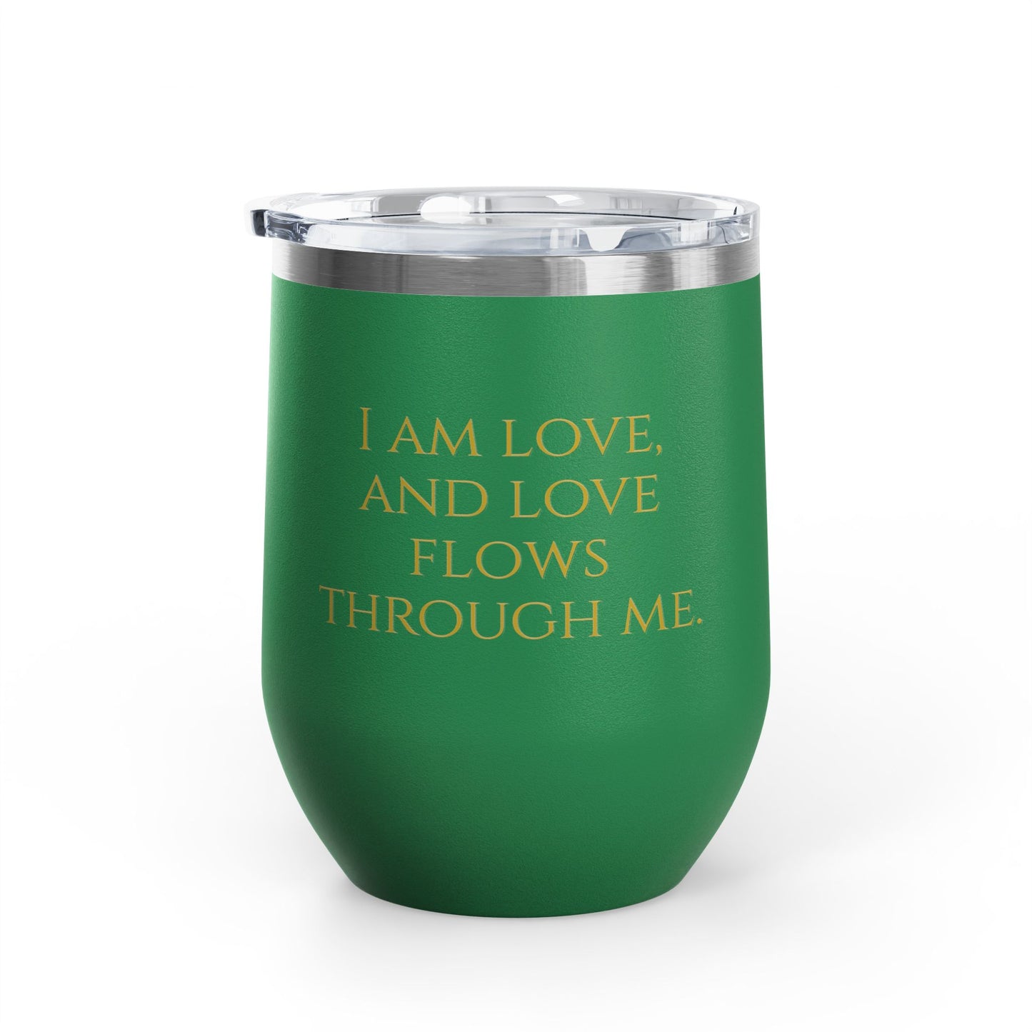Heart Chakra Wine Tumbler – I Am Love, and Love Flows Through Me - 12oz