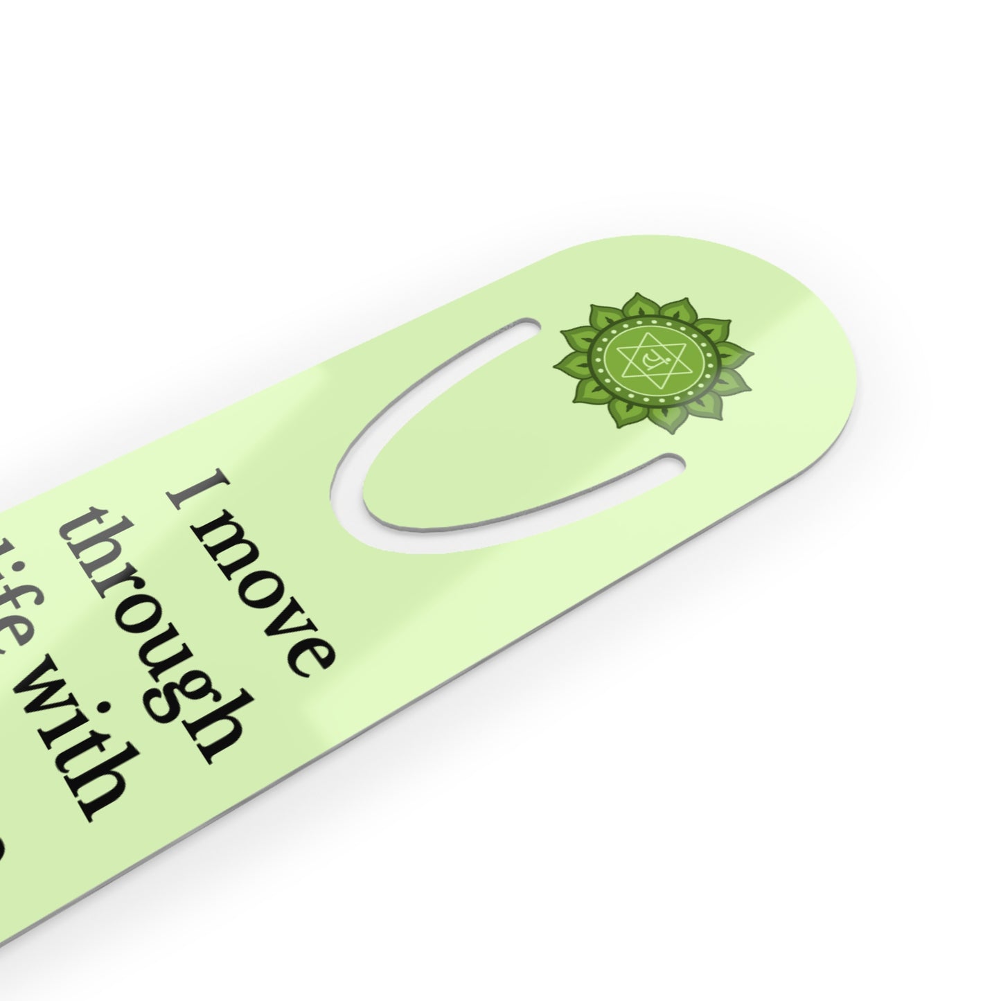 Heart Chakra Stainless Steel Bookmark – “I Move Through Life with an Open, Peaceful Heart”