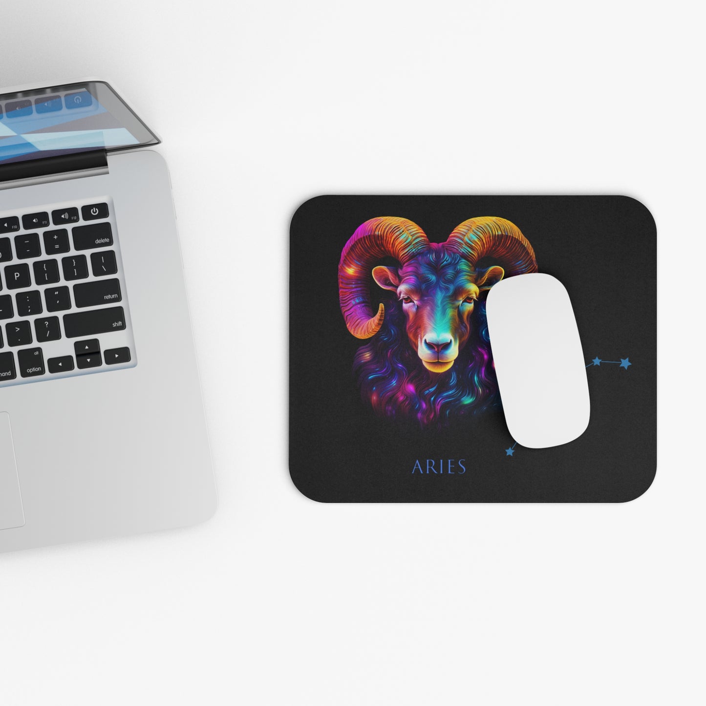 Aries Zodiac Mouse Pad – Cosmic Ram & Constellation Design