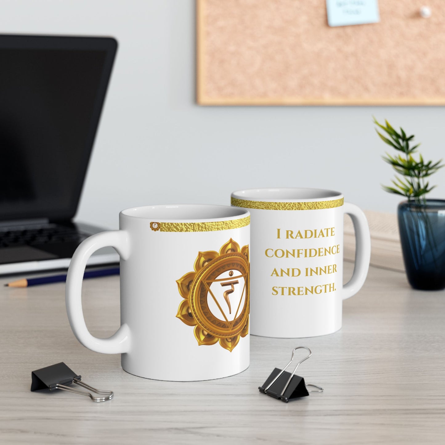 Solar Plexus Chakra Mug – Empowered in Confidence & Light (Golden Collection, 11oz)