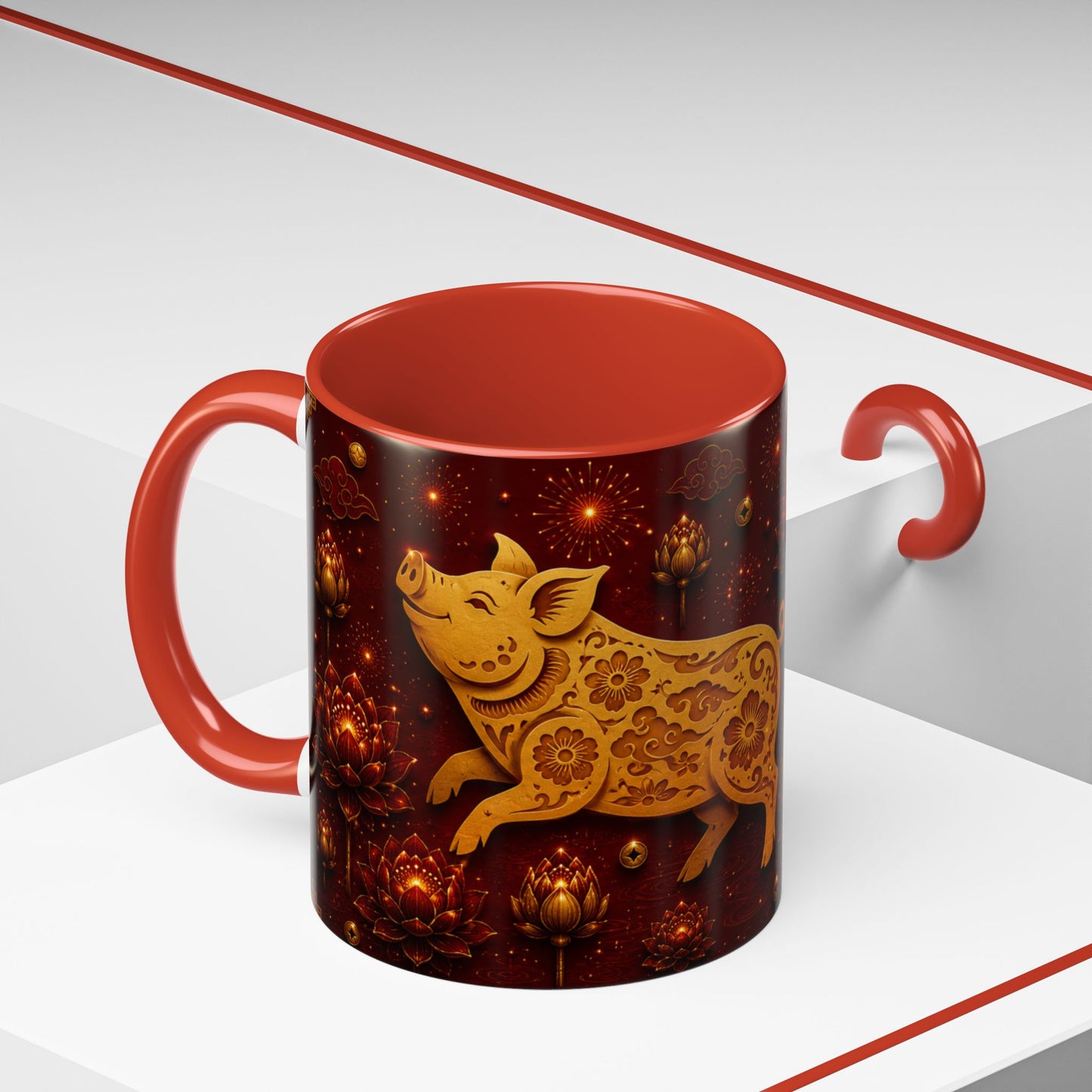 Pig Zodiac Coffee Mug — Chinese Zodiac Years & Traits Accent Mug