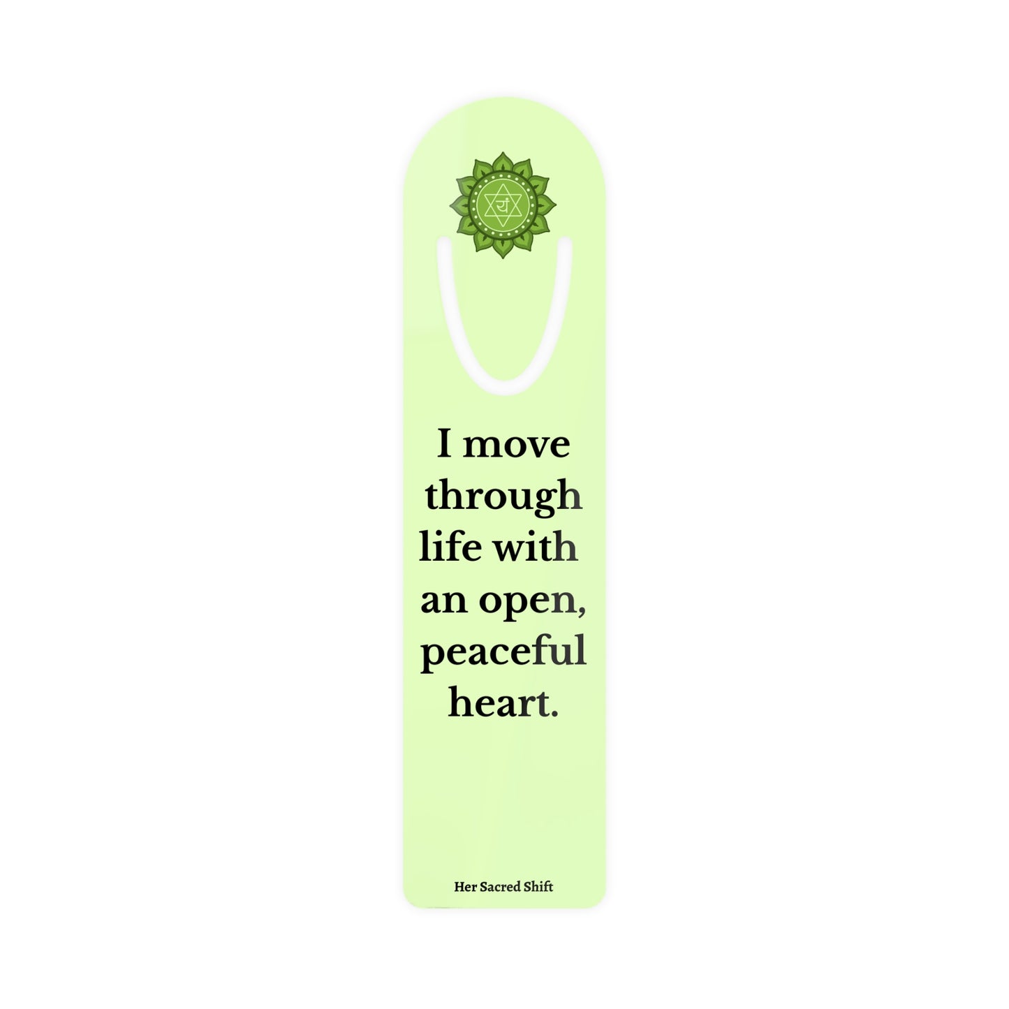 Heart Chakra Stainless Steel Bookmark – “I Move Through Life with an Open, Peaceful Heart”
