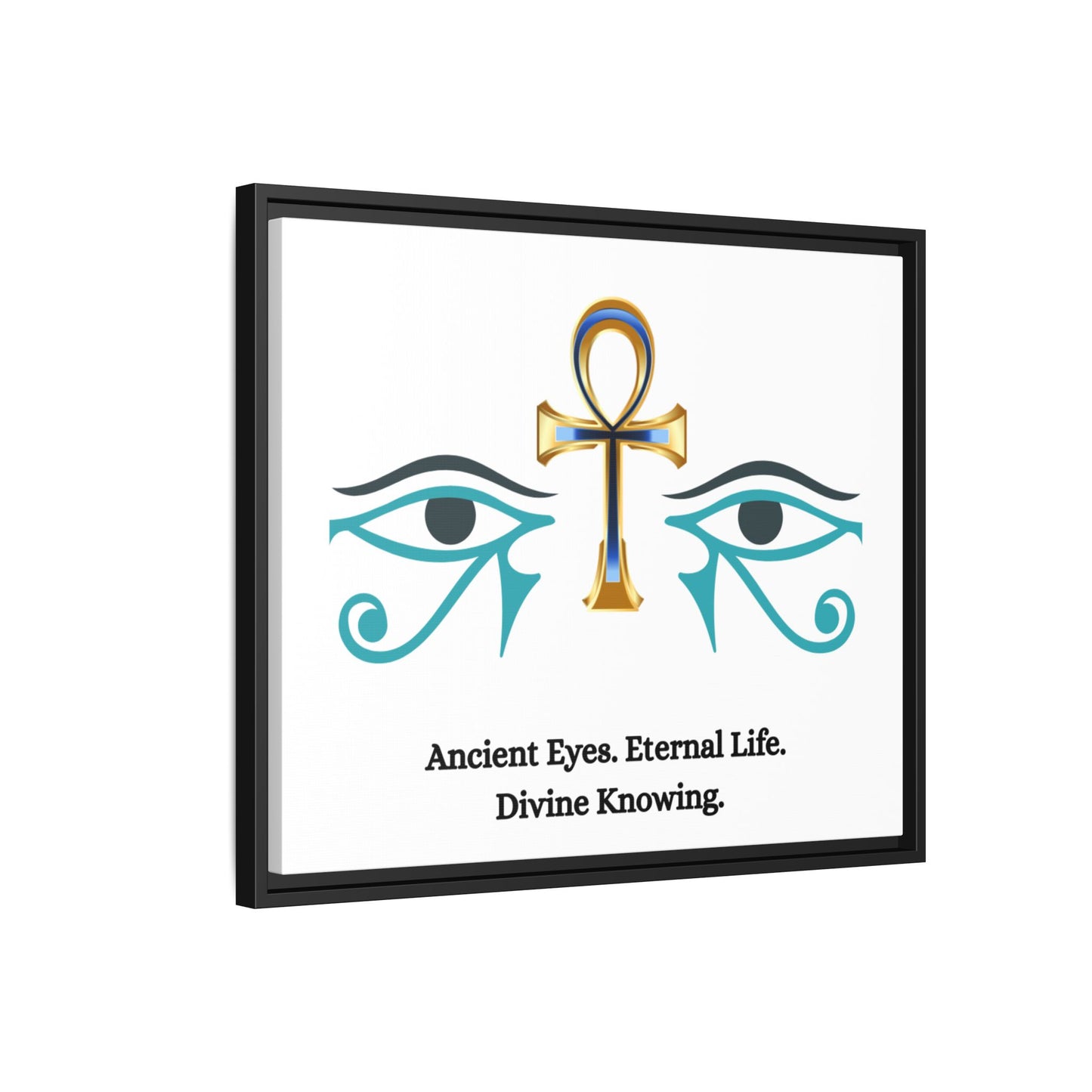 Eternal Sight Wall Art – Eye of Horus, Eye of Ra & Ankh Sacred Geometry Canvas (Framed) 24x20- Horizontal