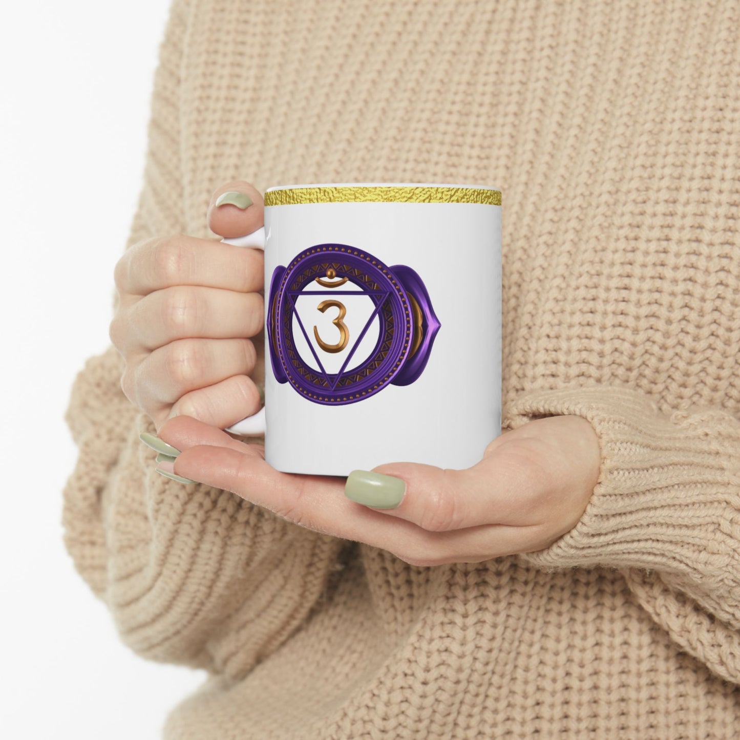 Third Eye Chakra Mug – Guided by Wisdom & Vision (Golden Collection, 11oz)