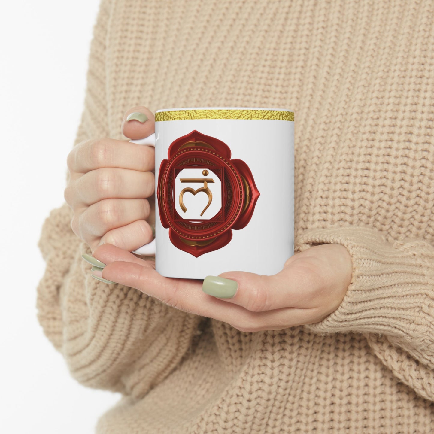 Root Chakra Mug – Grounded in Stability & Strength (Golden Collection, 11oz)