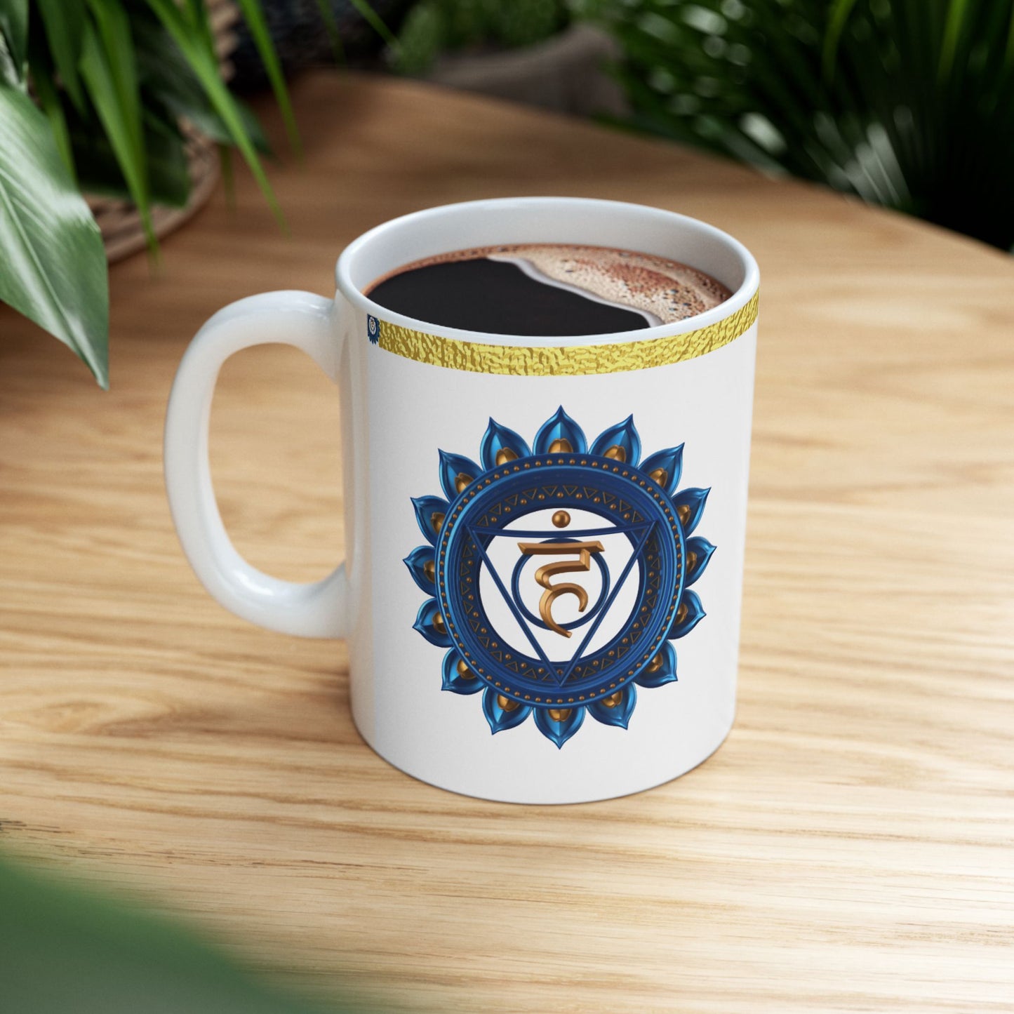 Throat Chakra Mug – Speaking with Clarity & Truth (Golden Collection, 11oz)