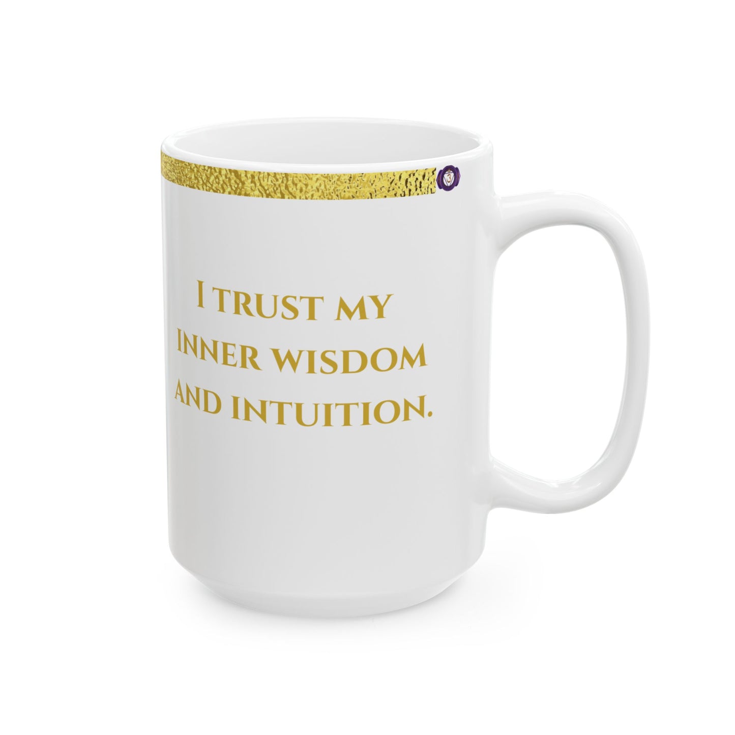 Third Eye Chakra Mug – Guided by Wisdom & Vision (Golden Collection, 15oz)