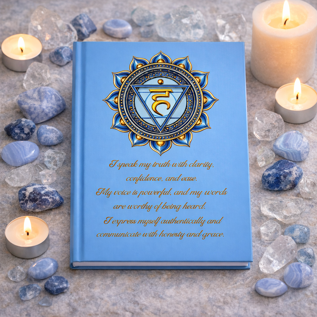 Throat Chakra Mindfulness Reflection Gift Set – Clarity & Self-Expression Self-Care Bundle (Mother’s Day Edition)