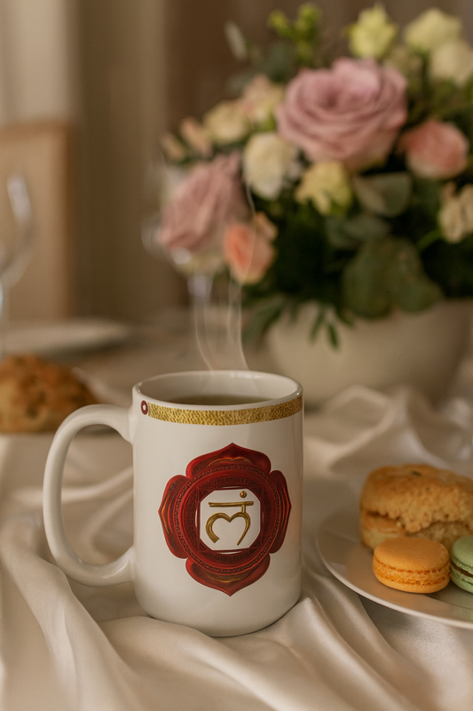 Root Chakra Mug – Grounded in Stability & Strength (Golden Collection, 15oz)