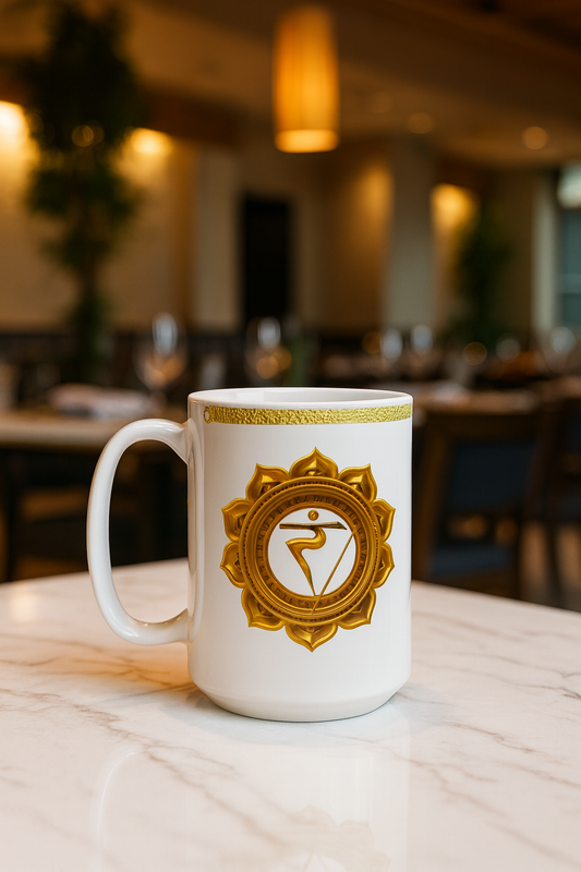 Solar Plexus Chakra Mug – Empowered in Confidence & Light (Golden Collection, 15oz)