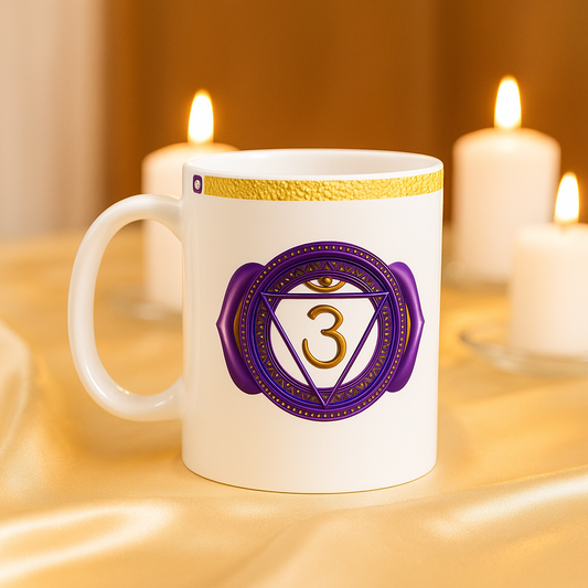 Third Eye Chakra Mug – Guided by Wisdom & Vision (Golden Collection, 11oz)