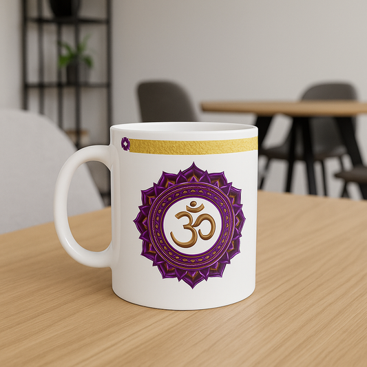 Crown Chakra Mug – Connected in Peace & Divinity (Golden Collection, 11oz)