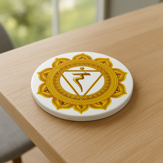 Solar Plexus Chakra Wine Coaster – Radiate Confidence & Light | Sacred Wine Collection