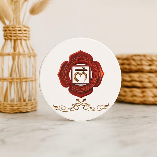 Root Chakra Luxe Coaster – Grounded in Strength & Stability
