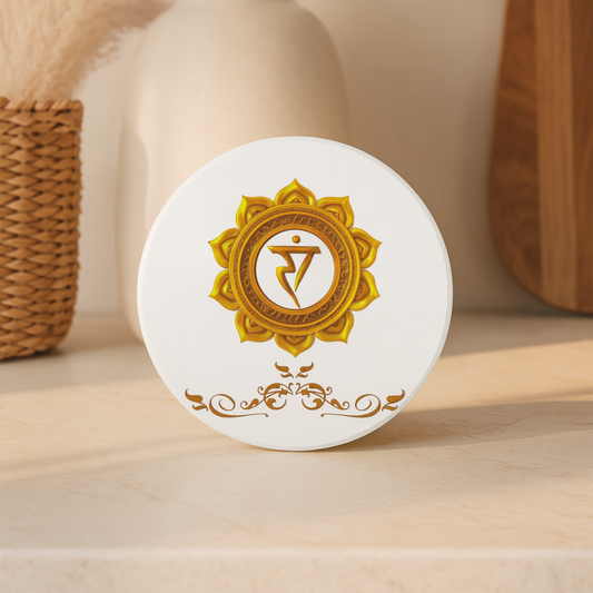 Solar Plexus Chakra Luxe Coaster – Radiate Confidence & Power