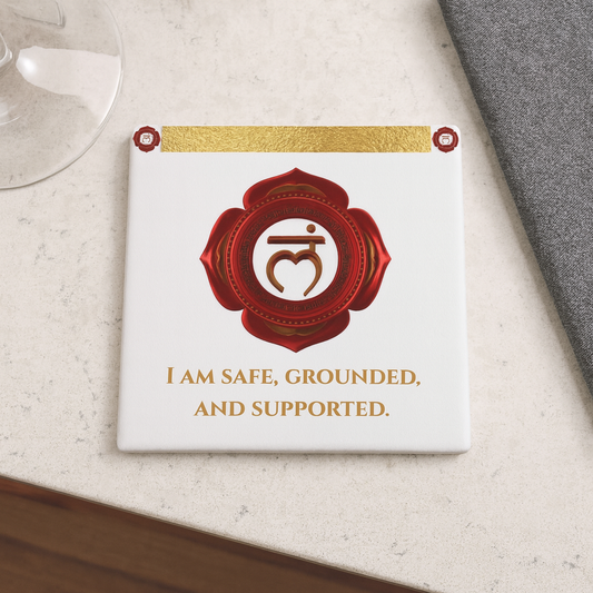 Root Chakra Coaster – Grounded in Safety & Strength | Golden Chakra Collection