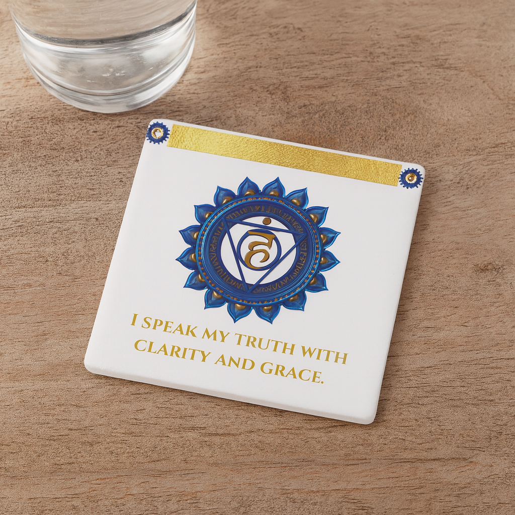 Throat Chakra Coaster – Speak Your Truth in Flow | Golden Chakra Collection