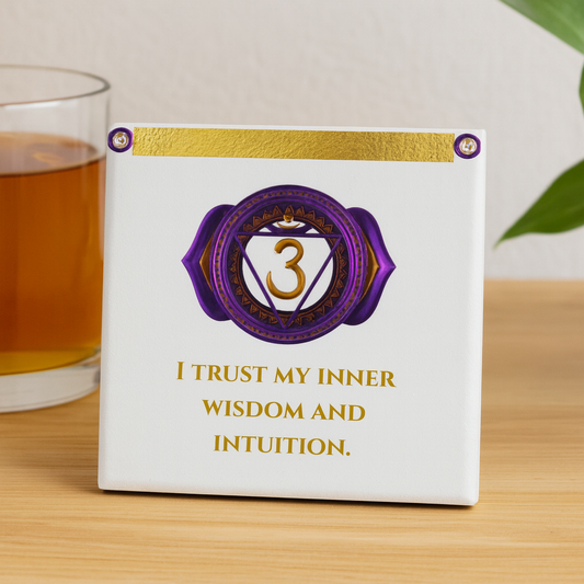 Third Eye Chakra Coaster – Awaken Insight & Intuition | Golden Chakra Collection
