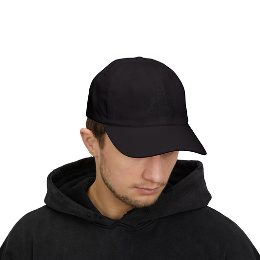 Triquetra Sigil Cap – The Sacred Threefold Path (Black on Black)