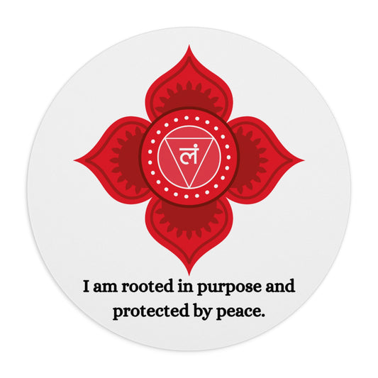 Root Chakra Mouse Pad – Muladhara Lotus Design with Grounding & Protection Affirmation